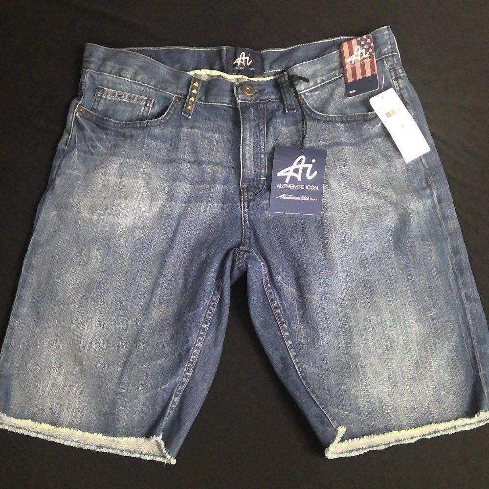 Ai By American Idol Icon 5 Pocket Cut-Off Style Blue Denim Shorts Men's 34